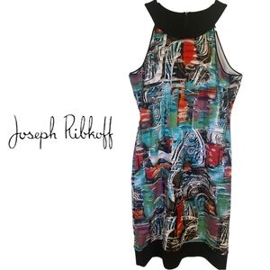 Joseph Ribkoff Multicolor Abstract Print Sleeveless Dress Size 14